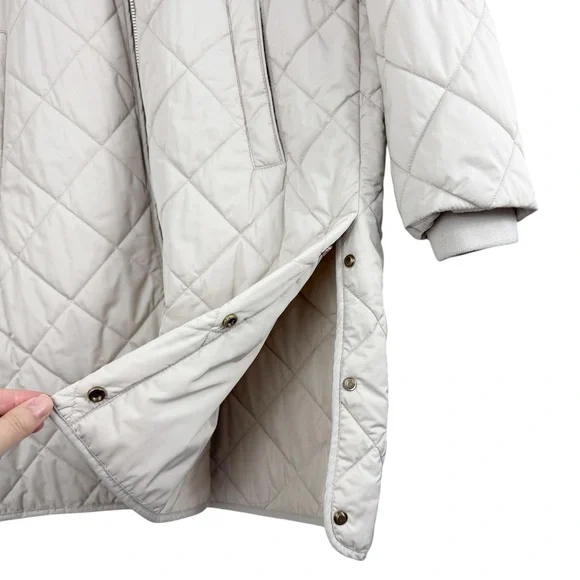 Massimo Dutti Longline Quilted Jacket Cream Sz S - Picture 7 of 14